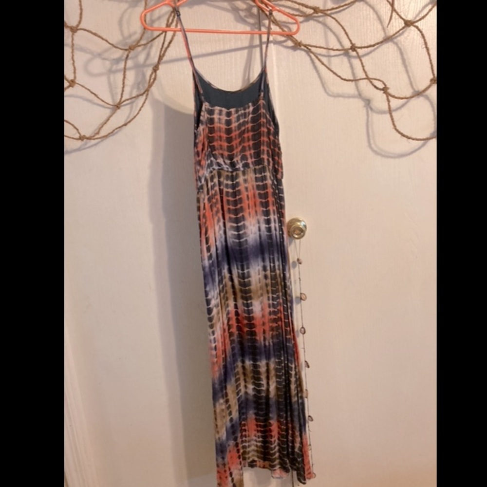 Navy & Peach Tie-dye Maxi Dress